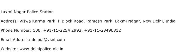 Laxmi Nagar Police Station Address Contact Number
