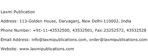Laxmi Publication Address Contact Number