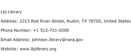 Lbj Library Address Contact Number