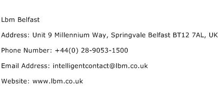 Lbm Belfast Address Contact Number