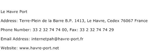 Le Havre Port Address Contact Number