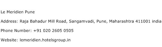 Le Meridien Pune Address Contact Number