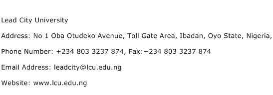Lead City University Address Contact Number