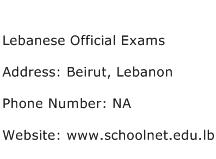 Lebanese Official Exams Address Contact Number