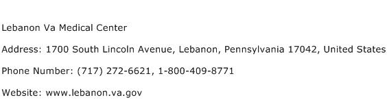 Lebanon Va Medical Center Address Contact Number