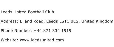 Leeds United Football Club Address Contact Number