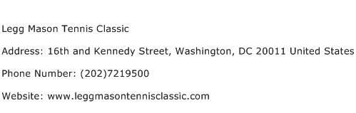 Legg Mason Tennis Classic Address Contact Number