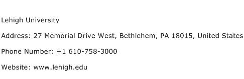 Lehigh University Address Contact Number