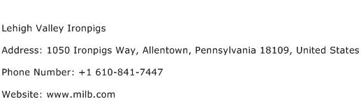 Lehigh Valley Ironpigs Address Contact Number