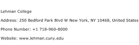 Lehman College Address Contact Number