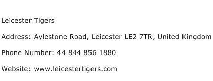 Leicester Tigers Address Contact Number