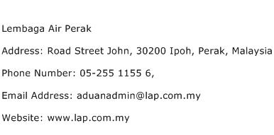 Lembaga Air Perak Address Contact Number