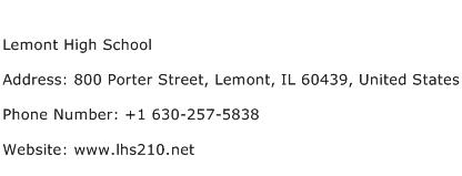 Lemont High School Address Contact Number