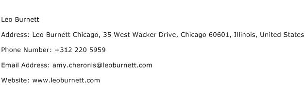 Leo Burnett Address Contact Number