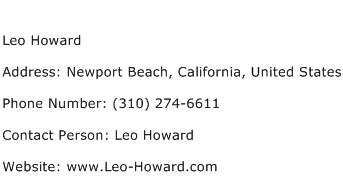 Leo Howard Address Contact Number