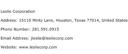 Leslie Corporation Address Contact Number