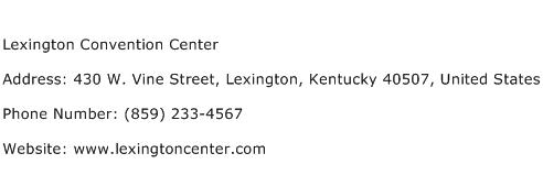 Lexington Convention Center Address Contact Number