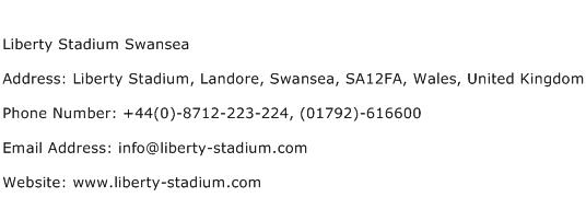 Liberty Stadium Swansea Address Contact Number