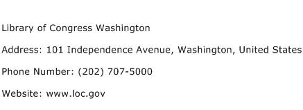 Library of Congress Washington Address Contact Number