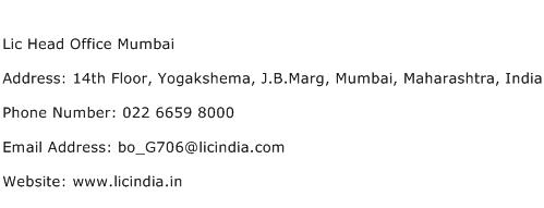 Lic Head Office Mumbai Address Contact Number