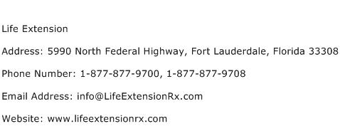 Life Extension Address Contact Number