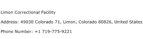 Limon Correctional Facility Address Contact Number