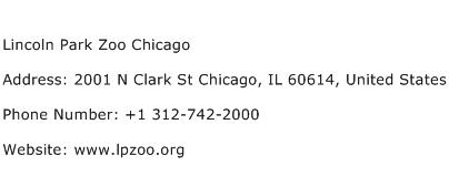 Lincoln Park Zoo Chicago Address Contact Number