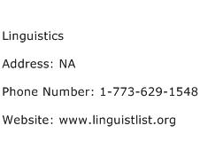 Linguistics Address Contact Number