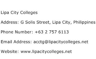 Lipa City Colleges Address Contact Number