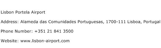 Lisbon Portela Airport Address Contact Number