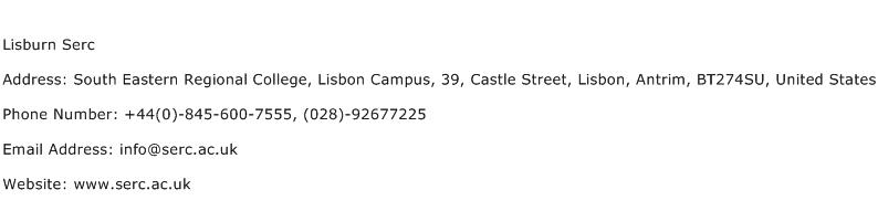 Lisburn Serc Address Contact Number