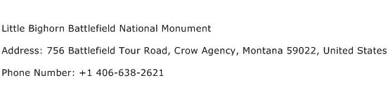 Little Bighorn Battlefield National Monument Address Contact Number