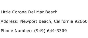 Little Corona Del Mar Beach Address Contact Number