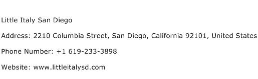 Little Italy San Diego Address Contact Number