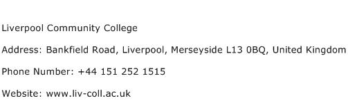 Liverpool Community College Address Contact Number