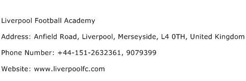 Liverpool Football Academy Address Contact Number