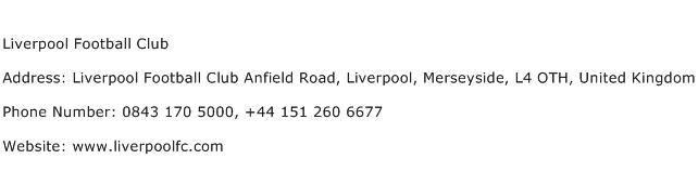 Liverpool Football Club Address Contact Number