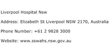 Liverpool Hospital Nsw Address Contact Number