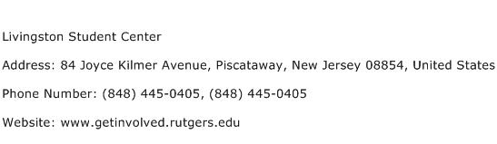 Livingston Student Center Address Contact Number