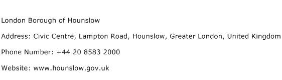 London Borough of Hounslow Address Contact Number
