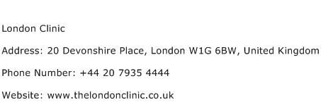 London Clinic Address Contact Number