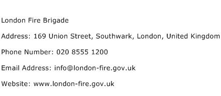 London Fire Brigade Address Contact Number