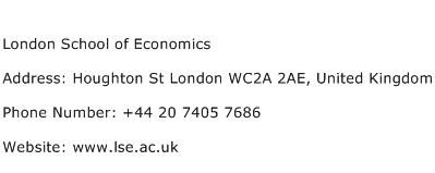 London School of Economics Address Contact Number