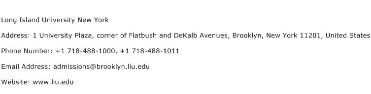 Long Island University New York Address Contact Number