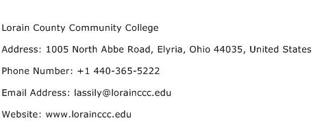 Lorain County Community College Address Contact Number