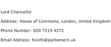 Lord Chancellor Address Contact Number