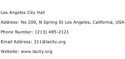 Los Angeles City Hall Address Contact Number