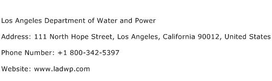 Los Angeles Department of Water and Power Address Contact Number