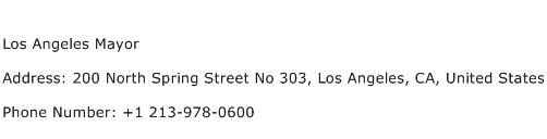 Los Angeles Mayor Address Contact Number
