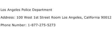 Los Angeles Police Department Address Contact Number